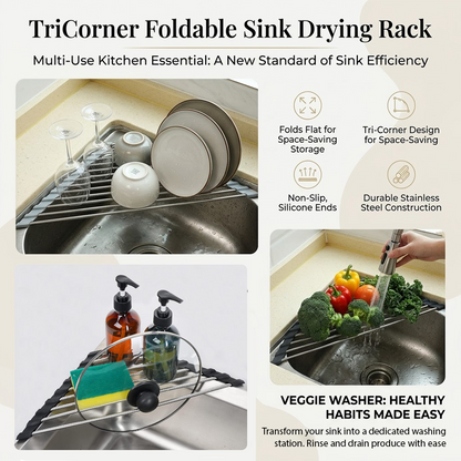 ViannoCraft™ TriCorner Foldable Sink Drying Rack