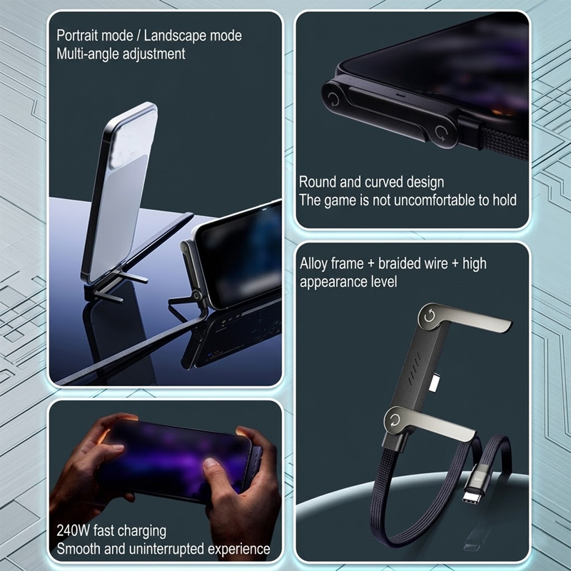 ViannoCraft™ VoltFlex 240W Foldable Phone Stand Cable