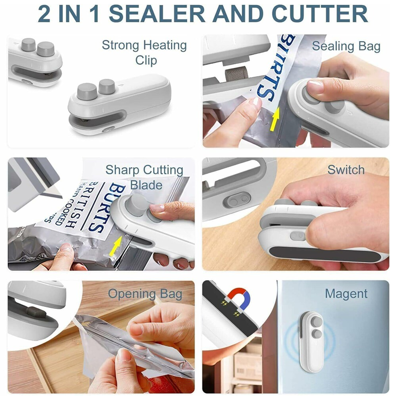 👍 ViannoCraft™ FoodLock 2-in-1 Mini Heat Sealer Cutter