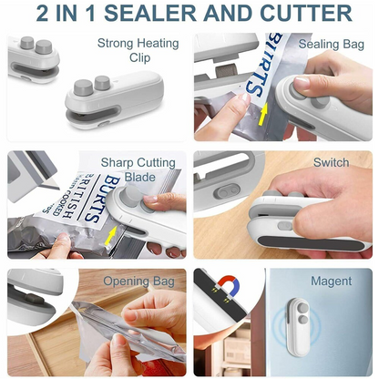 👍 ViannoCraft™ FoodLock 2-in-1 Mini Heat Sealer Cutter