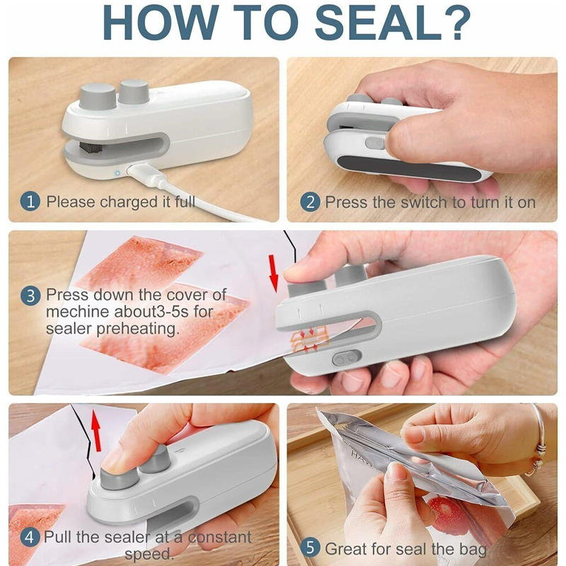 👍 ViannoCraft™ FoodLock 2-in-1 Mini Heat Sealer Cutter