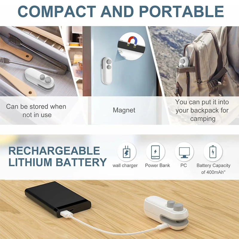👍 ViannoCraft™ FoodLock 2-in-1 Mini Heat Sealer Cutter