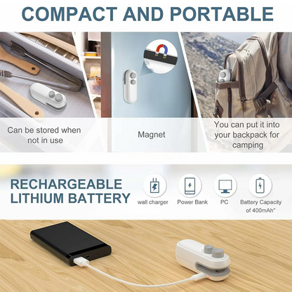 👍 ViannoCraft™ FoodLock 2-in-1 Mini Heat Sealer Cutter