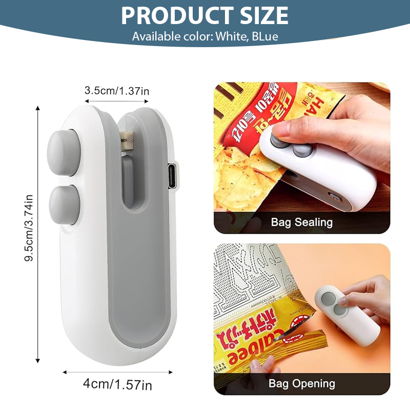 👍 ViannoCraft™ FoodLock 2-in-1 Mini Heat Sealer Cutter